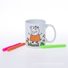 11oz brush pencil  mug  sublimation coating mug with color pen  drawing mug